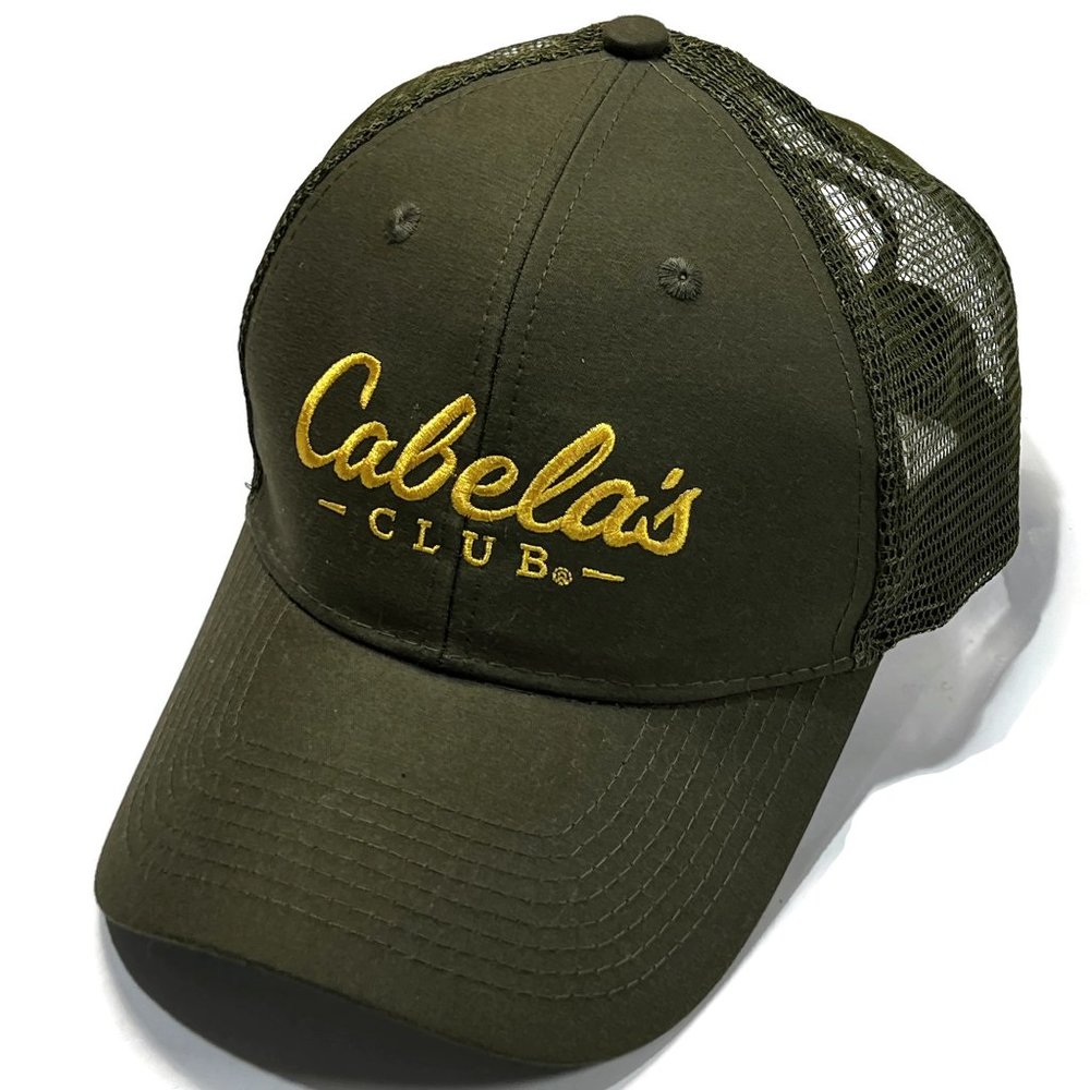 Cabelas Club Baseball Hat Cap Green Adjustable Snapback Mesh Back